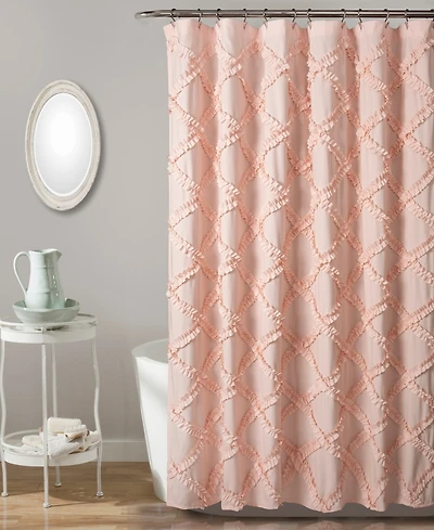 Lush Decor Ruffle Diamond Shower Curtain, 72" x