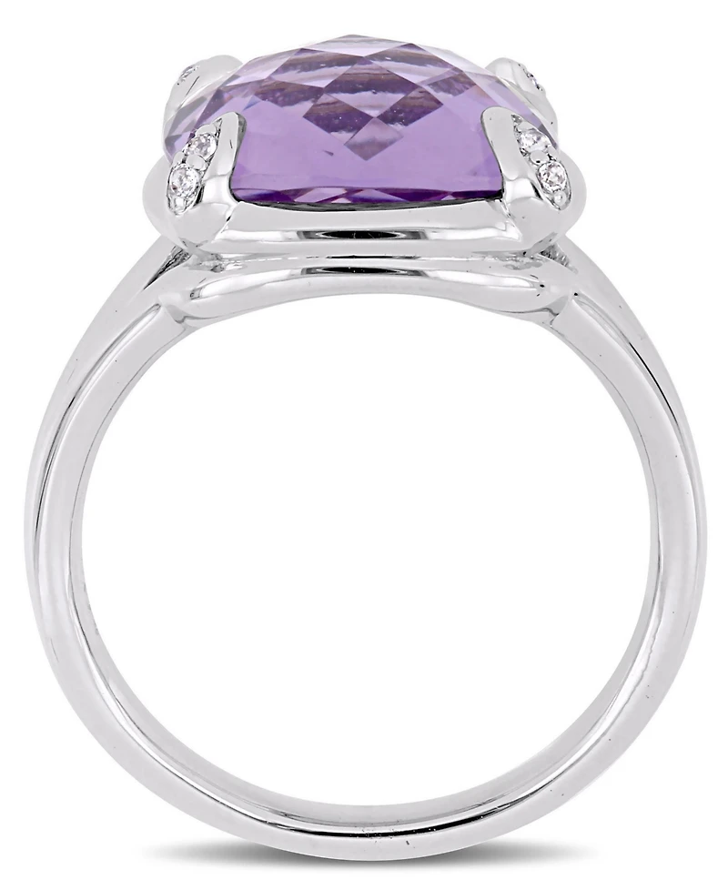 Amethyst (7-3/4 ct.t.w.) and White Topaz (1/20 Split Shank Cocktail Ring Sterling Silver