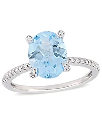 Blue Topaz (3-3/4 ct.t.w.) and Diamond (1/10 Ring 10k White Gold