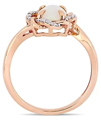 Blue Opal (3/4 ct.t.w.) and Diamond (1/10 Interlaced Halo Ring 10k Rose Gold