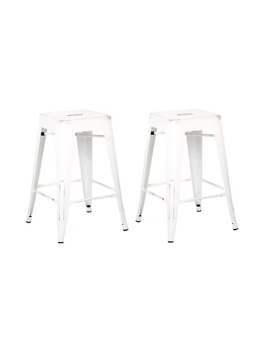 Ac Pacific Backless Industrial Metal Bar Stool, Set of 2
