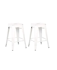 Ac Pacific Backless Industrial Metal Bar Stool, Set of 2