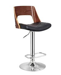 Ac Pacific Bentwood Wood Bar Stool with Diamond Quilted Finish Curved Seat and Back