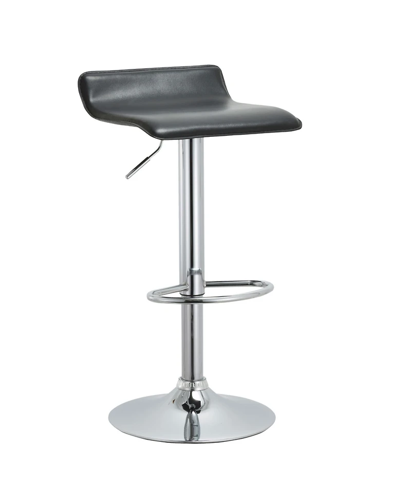 Ac Pacific Contoured Hydraulic Lift Chrome Base Bar Stool with Footrest, Set of 2