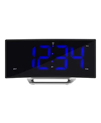 La Crosse Technology 1.8" Curved Blue Led Atomic Dual Alarm Clock