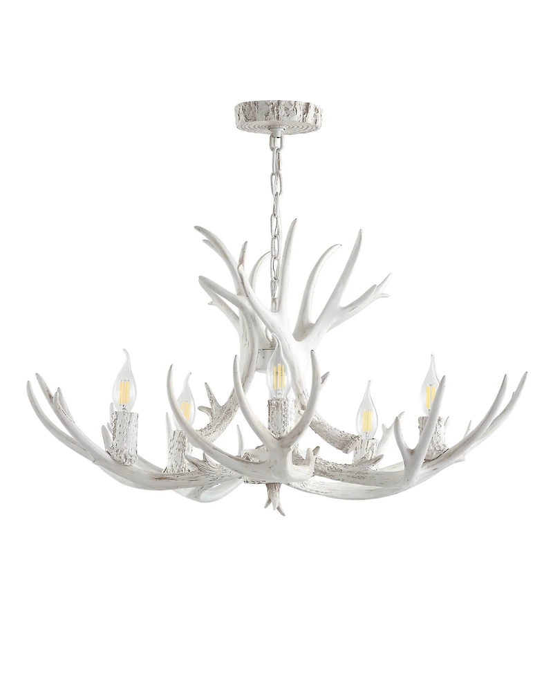 Jonathan Y Eldora 30" Adjustable Resin Antler 5-Light Led Chandelier
