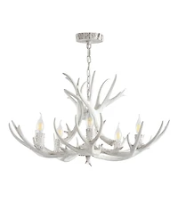 Jonathan Y Eldora 30" Adjustable Resin Antler 5-Light Led Chandelier