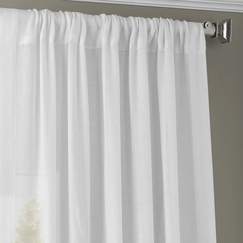 Half Price Drapes White Orchid Textured Faux Linen Sheer Curtain