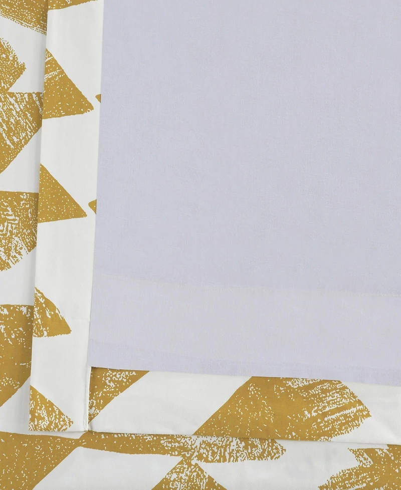 Half Price Drapes Triad Gold Geometric Printed Cotton Room Darkening Curtain