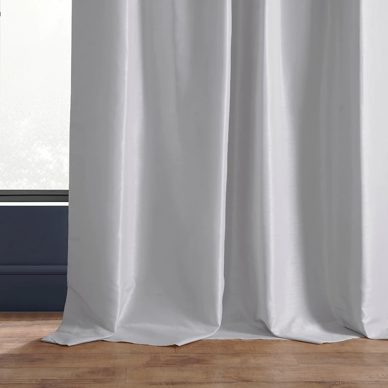 Half Price Drapes Ice Vintage Textured Faux Dupioni Silk Blackout Curtain