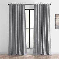 Half Price Drapes Storm Grey Vintage Textured Faux Dupioni Silk Blackout Curtain