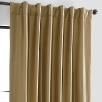 Half Price Drapes Flax Gold Vintage Textured Faux Dupioni Silk Blackout Curtain