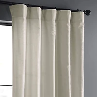 Half Price Drapes Mist Greige Vintage Textured Faux Dupioni Silk Curtain