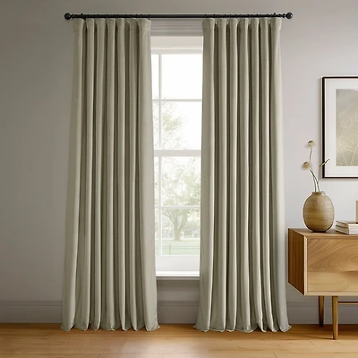Half Price Drapes Cool Beige Signature Velvet Blackout Curtain
