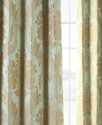 Half Price Drapes Magdelena Jade & Gold Damask Faux Silk Jacquard Room Darkening Curtain