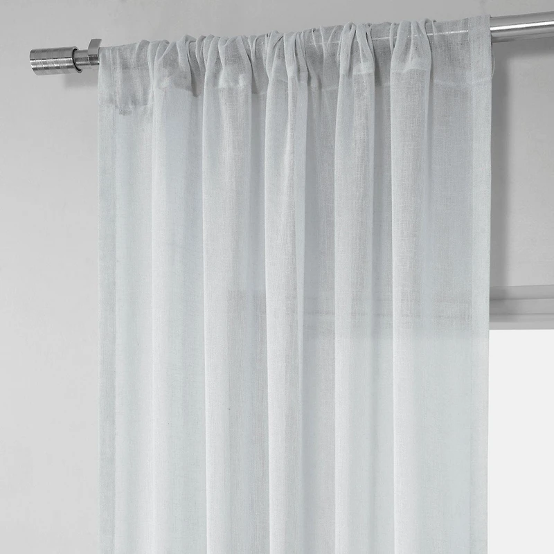 Half Price Drapes Aspen White Textured Faux Linen Sheer Curtain