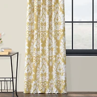 Half Price Drapes Lacuna Sun Floral Printed Cotton Room Darkening Curtain