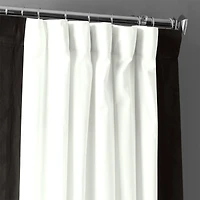 Half Price Drapes Fresh Popcorn & Black Bordered Vertical Printed Cotton Curtain