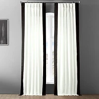 Half Price Drapes Fresh Popcorn & Black Bordered Vertical Printed Cotton Curtain