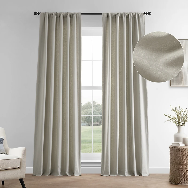 Half Price Drapes Fresh Khaki French Linen Room Darkening Curtain
