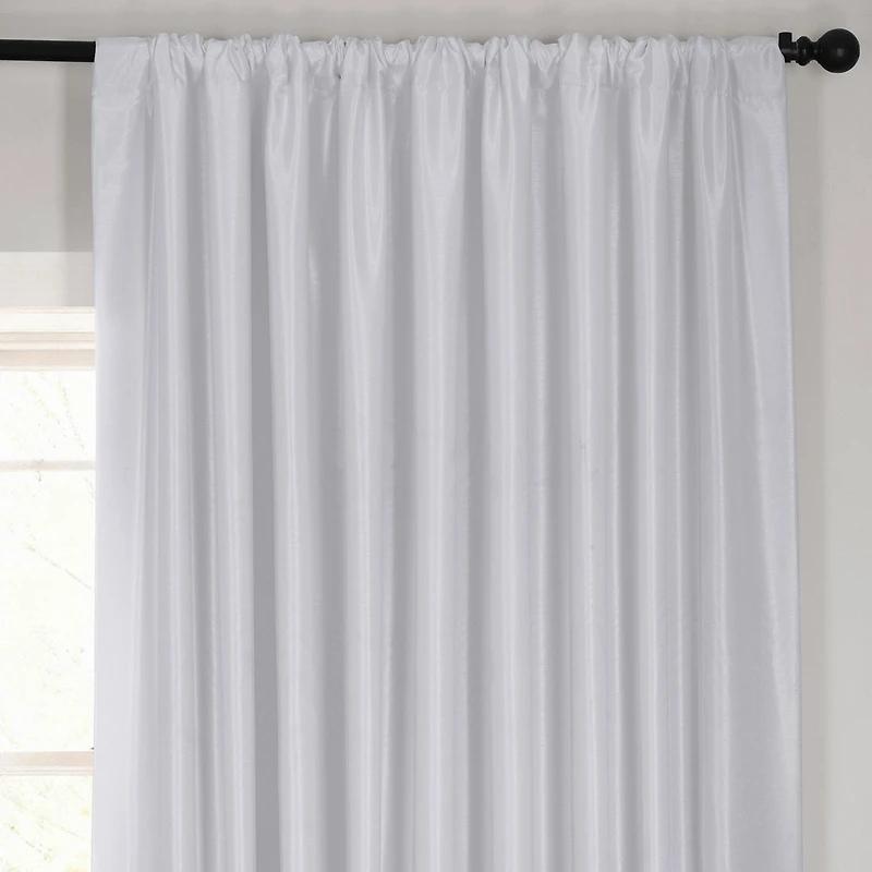 Half Price Drapes Silver Extra Wide Vintage Textured Faux Dupioni Silk Blackout Curtain