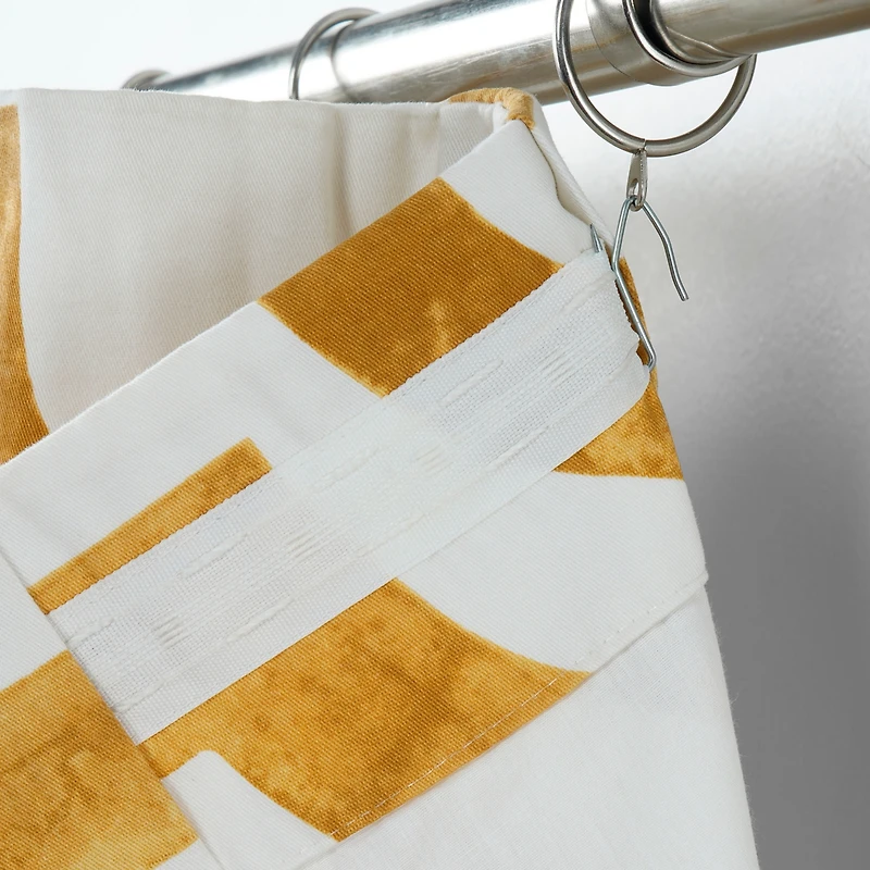 Half Price Drapes Mecca Gold Geometric Printed Cotton Room Darkening Curtain