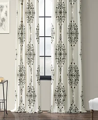 Half Price Drapes Kerala Cocoa Emblem Printed Cotton Room Darkening Curtain