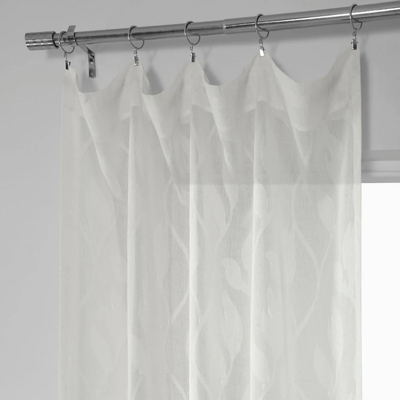 Half Price Drapes Avignon Vine Floral Patterned Faux Linen Sheer Curtain