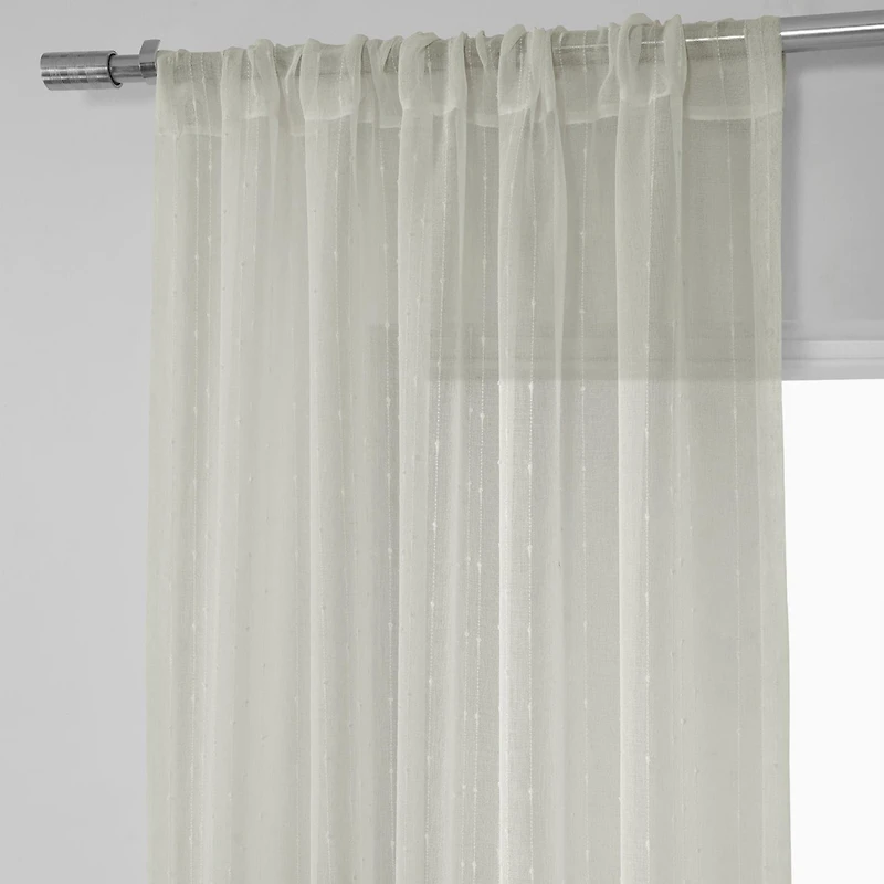 Half Price Drapes Montpellier Striped Patterned Faux Linen Sheer Curtain