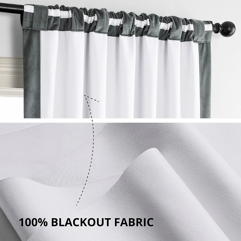 Half Price Drapes Natural Grey Signature Velvet Blackout Curtain