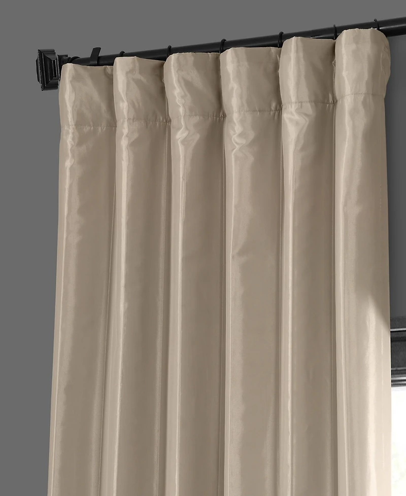 Half Price Drapes Antique Beige Faux Silk Taffeta Blackout Curtain