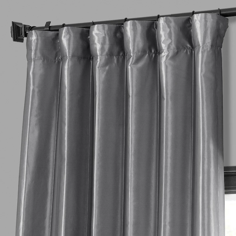 Half Price Drapes Platinum Faux Silk Taffeta Blackout Curtain