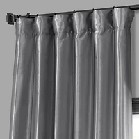 Half Price Drapes Platinum Faux Silk Taffeta Blackout Curtain