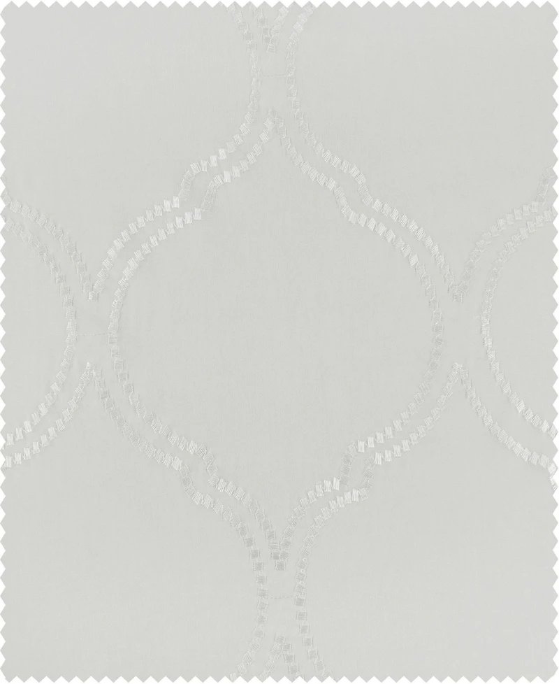 Half Price Drapes Florentina White Embroidered Geometric Sheer Curtain