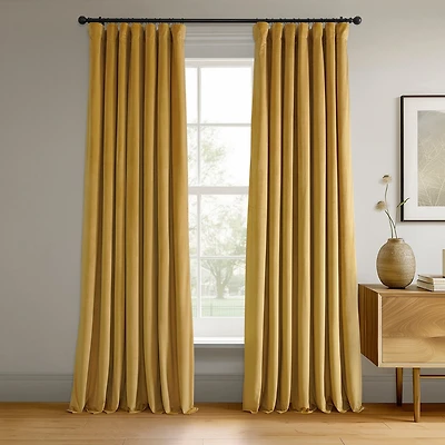 Half Price Drapes Fool's Gold Signature Velvet Blackout Curtain