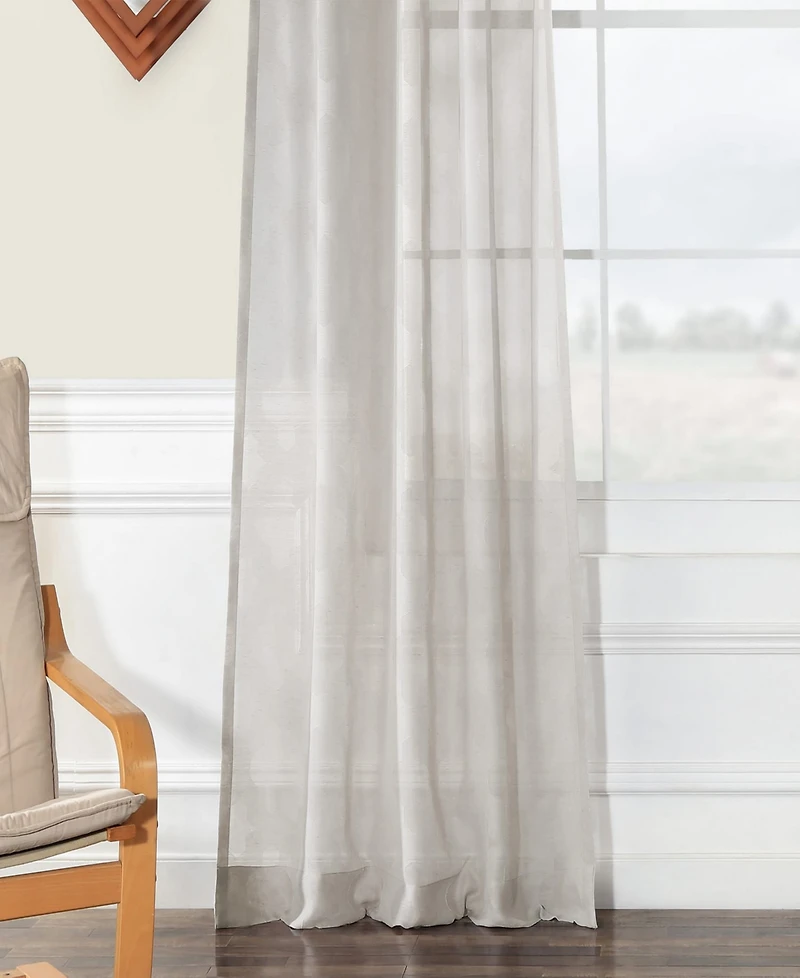 Half Price Drapes Calais Tile Geometric Patterned Faux Linen Sheer Curtain