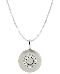 14k White Gold Necklace, Diamond Accent Letter O Disk Pendant
