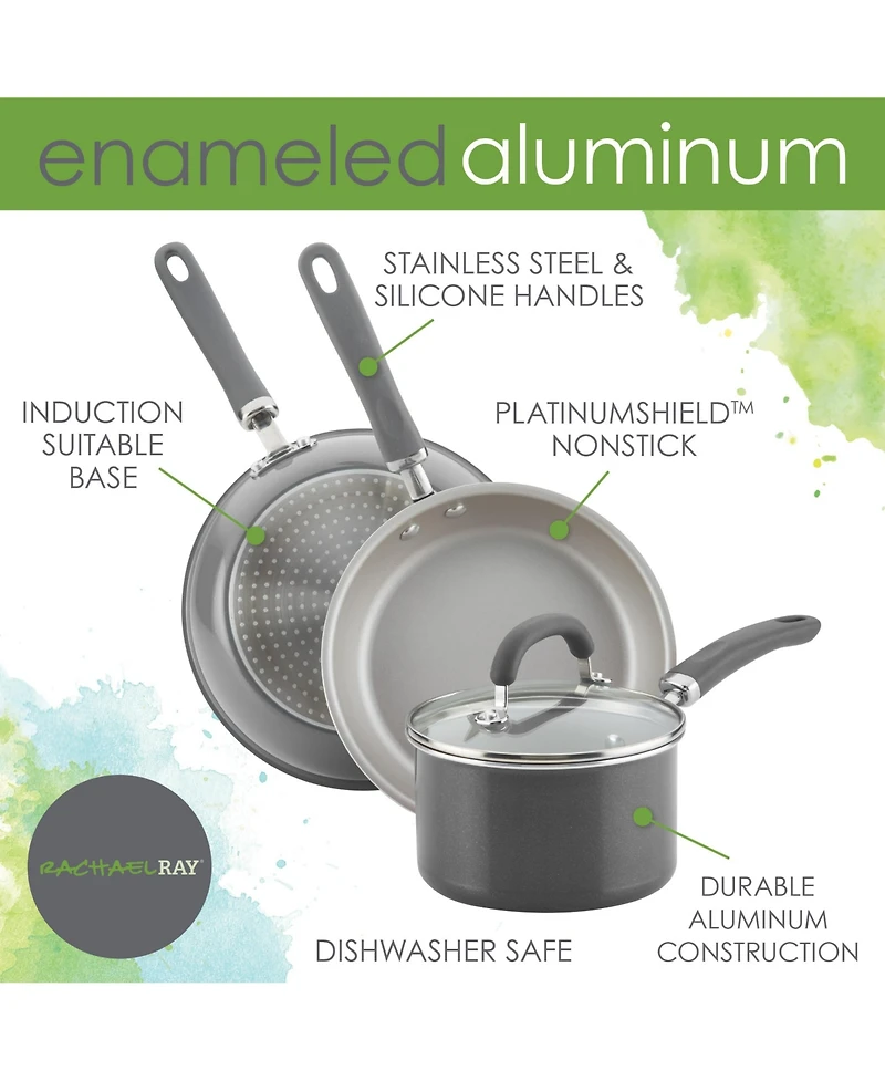 Rachael Ray Create Delicious Aluminum Nonstick Skillet 9.5" and 11.75" Twin Pack