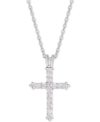 Diamond Cross Pendant Necklace (1/2 ct. t.w.) Sterling Silver or 14k Gold-Plate Over Silver, 16" + 2" Extender