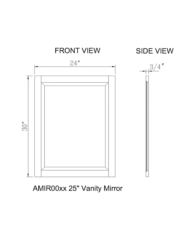 Alaterre Furniture 24" Beveled Bath Vanity Mirror, Espresso