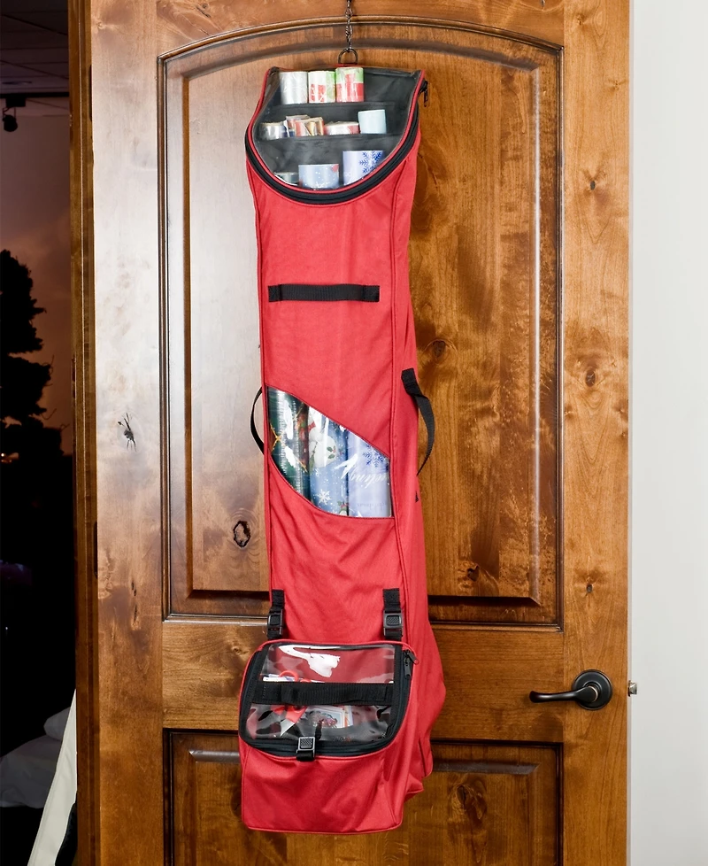 Santa's Bag Over The Door Hanging Wrapping Paper Storage Container