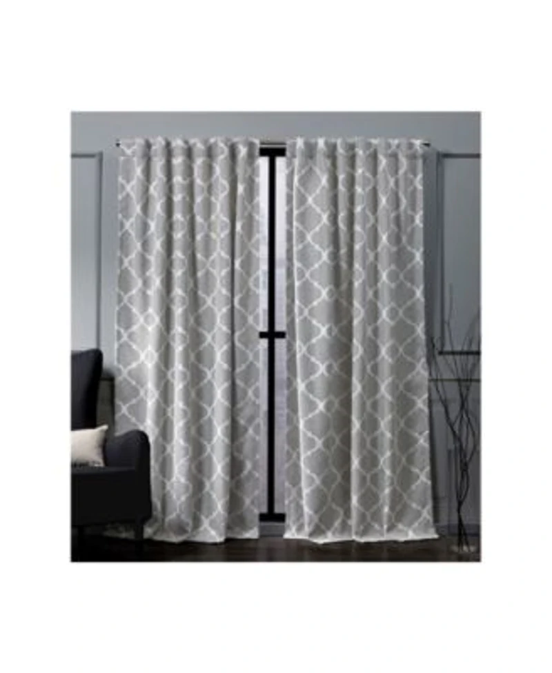 Nicole Miller Treillage Woven Blackout Hidden Tab Top Curtain Panel Pair
