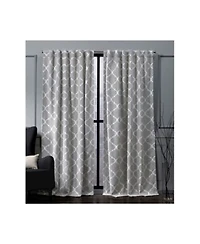 Nicole Miller Treillage Woven Blackout Hidden Tab Top Curtain Panel Pair