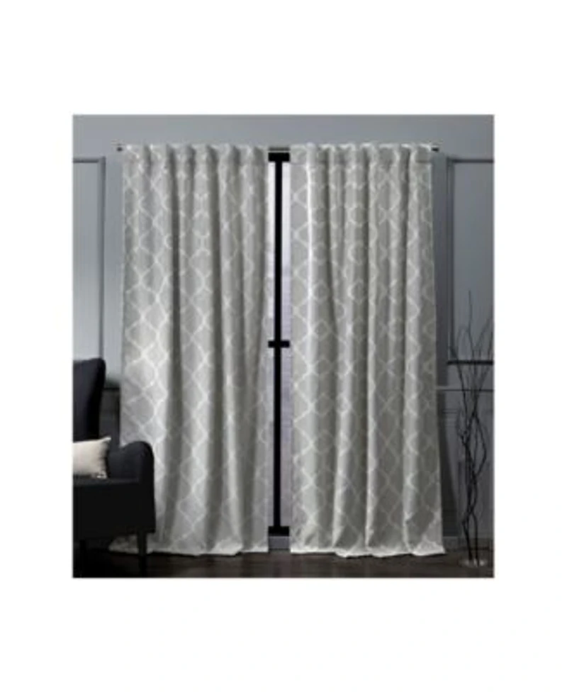 Nicole Miller Treillage Woven Blackout Hidden Tab Top Curtain Panel Pair