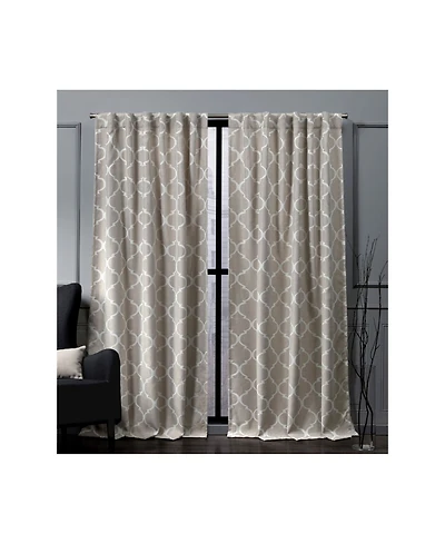 Nicole Miller Treillage Woven Blackout Hidden Tab Top 52" X 84" Curtain Panel Pair