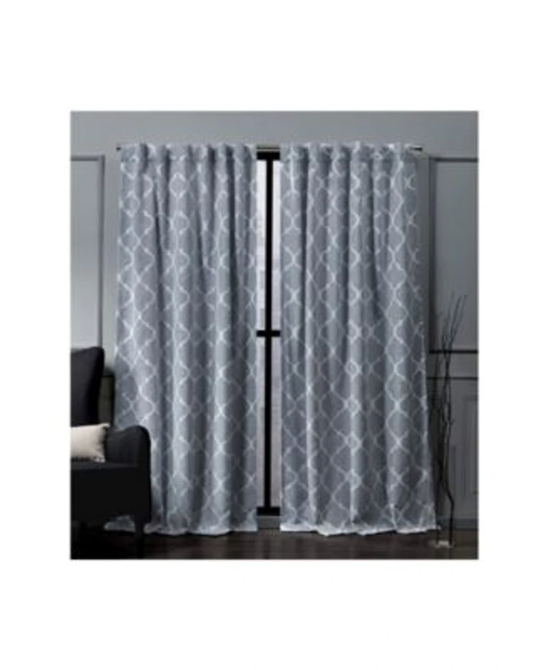 Nicole Miller Treillage Woven Blackout Hidden Tab Top Curtain Panel Pair