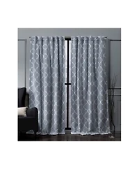 Nicole Miller Treillage Woven Blackout Hidden Tab Top Curtain Panel Pair