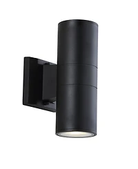 Jonathan Y Duo 9.75" Cylinder Outdoor Metal/Glass Integrated Led Sconce with Uplight