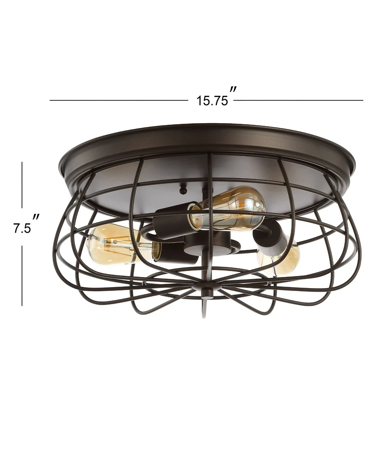 Jonathan Y Calvia 15.7" 3-Light Farmhouse Metal Cage Flush Mount