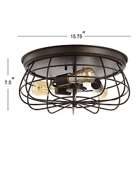Jonathan Y Calvia 15.7" 3-Light Farmhouse Metal Cage Flush Mount